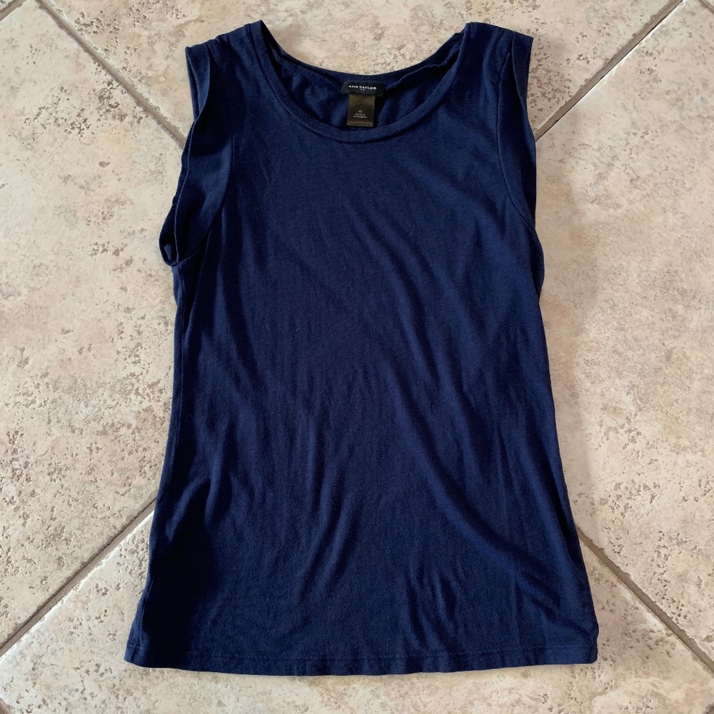 Ann Taylor Navy Sleeveless Top XS